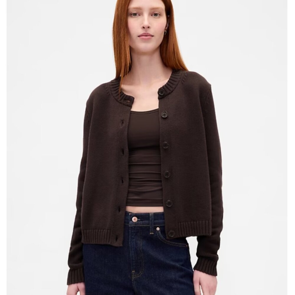 100% Cotton Crewneck Cardigan